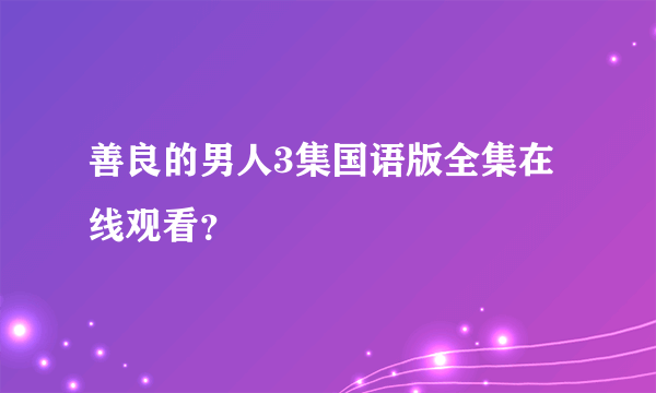 善良的男人3集国语版全集在线观看？