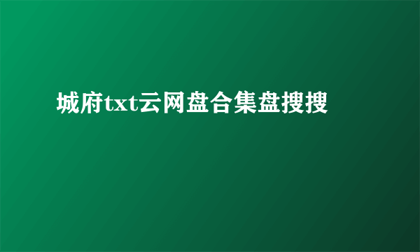 城府txt云网盘合集盘搜搜