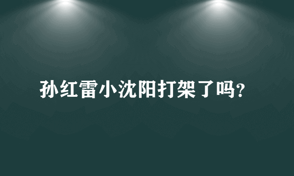 孙红雷小沈阳打架了吗？