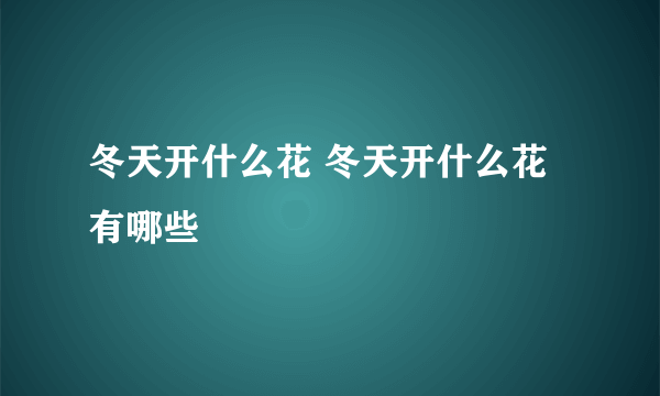 冬天开什么花 冬天开什么花有哪些