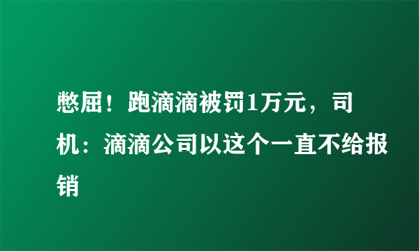 憋屈！跑滴滴被罚1万元，司机：滴滴公司以这个一直不给报销