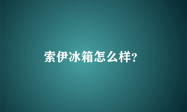 索伊冰箱怎么样？