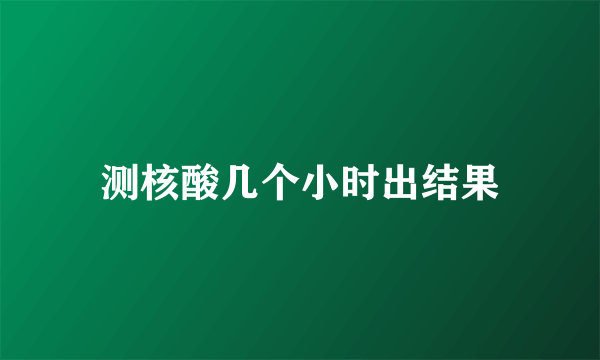 测核酸几个小时出结果