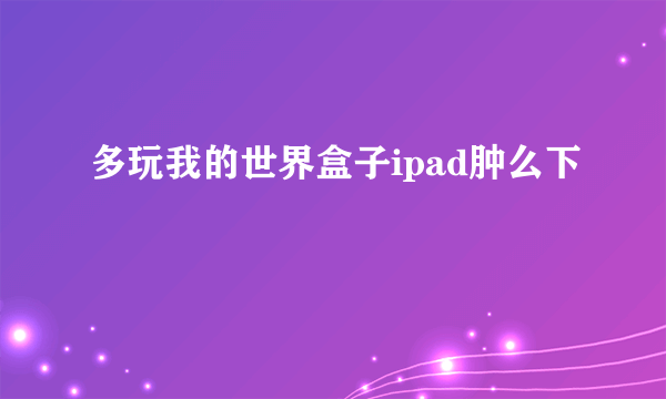 多玩我的世界盒子ipad肿么下