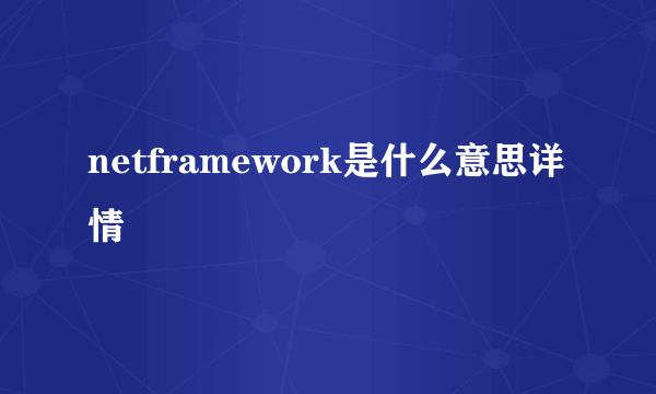 netframework是什么意思详情