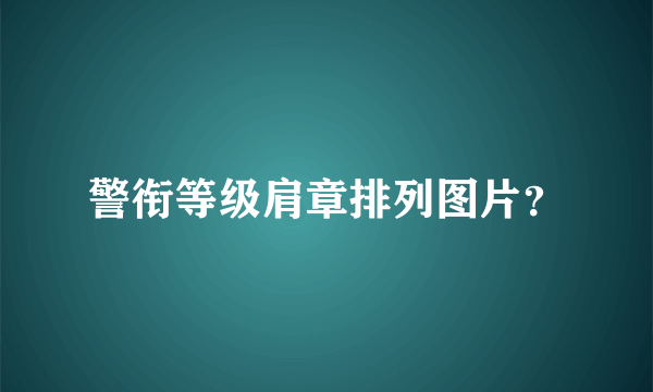 警衔等级肩章排列图片？