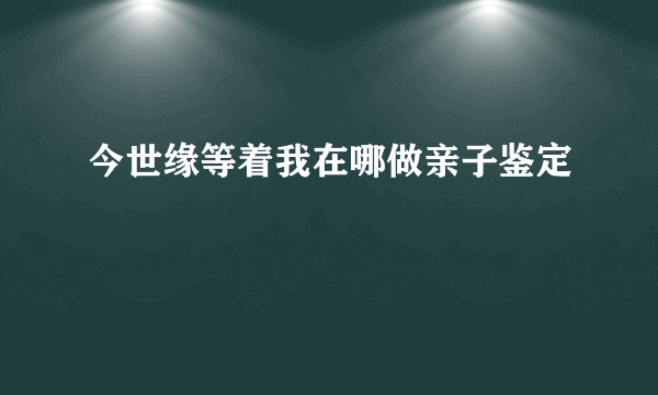 今世缘等着我在哪做亲子鉴定