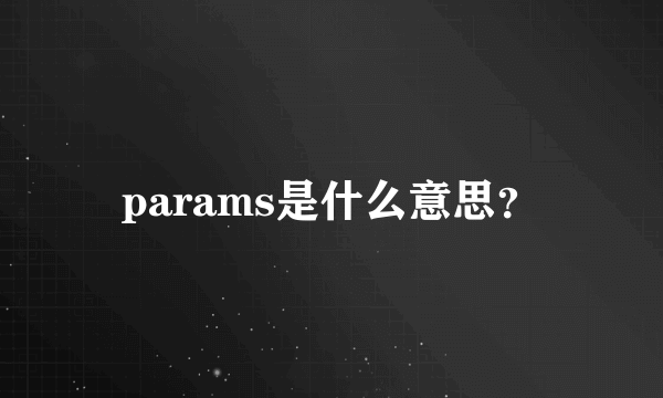 params是什么意思？