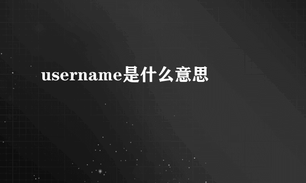 username是什么意思