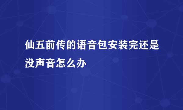 仙五前传的语音包安装完还是没声音怎么办