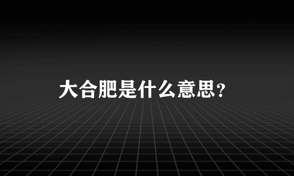 大合肥是什么意思？