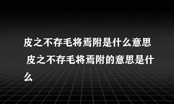 皮之不存毛将焉附是什么意思 皮之不存毛将焉附的意思是什么