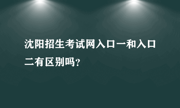 沈阳招生考试网入口一和入口二有区别吗？