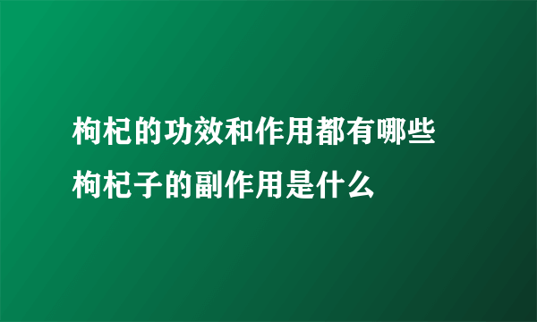 枸杞的功效和作用都有哪些 枸杞子的副作用是什么