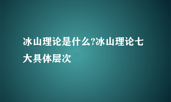 冰山理论是什么?冰山理论七大具体层次