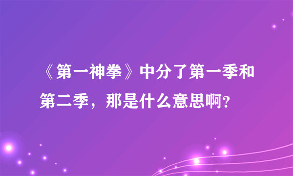 《第一神拳》中分了第一季和第二季，那是什么意思啊？