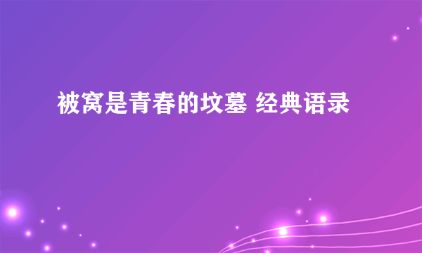 被窝是青春的坟墓 经典语录