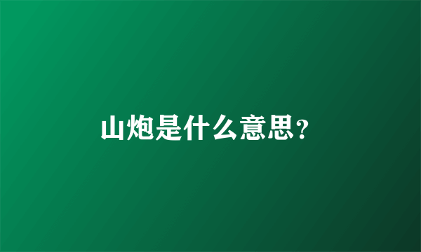 山炮是什么意思？