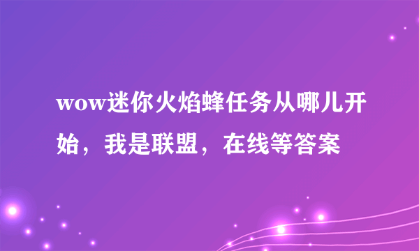 wow迷你火焰蜂任务从哪儿开始，我是联盟，在线等答案