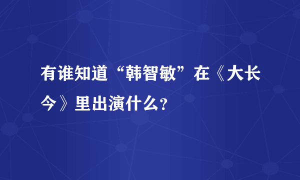 有谁知道“韩智敏”在《大长今》里出演什么？