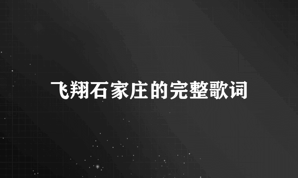 飞翔石家庄的完整歌词