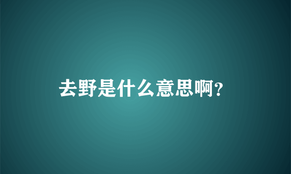 去野是什么意思啊？