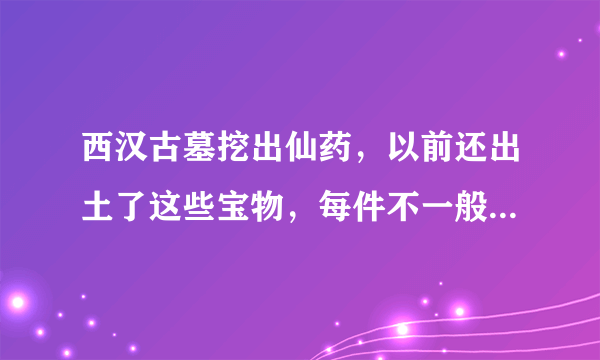 西汉古墓挖出仙药，以前还出土了这些宝物，每件不一般，一起来看