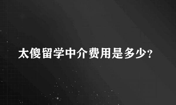 太傻留学中介费用是多少？