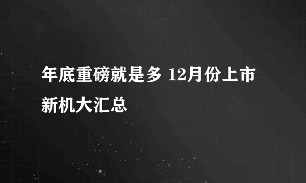 年底重磅就是多 12月份上市新机大汇总