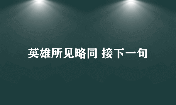 英雄所见略同 接下一句