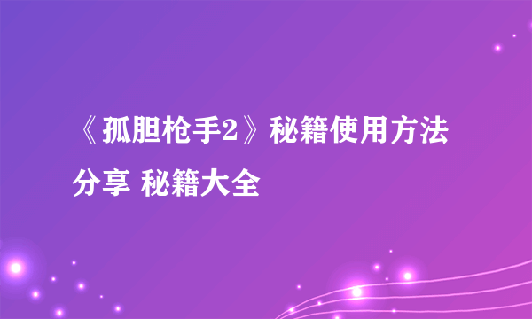 《孤胆枪手2》秘籍使用方法分享 秘籍大全