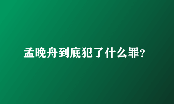 孟晚舟到底犯了什么罪？