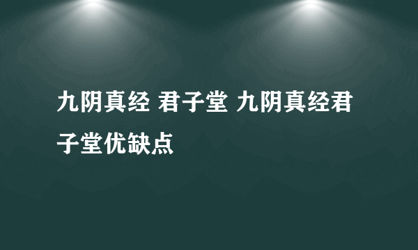 九阴真经 君子堂 九阴真经君子堂优缺点