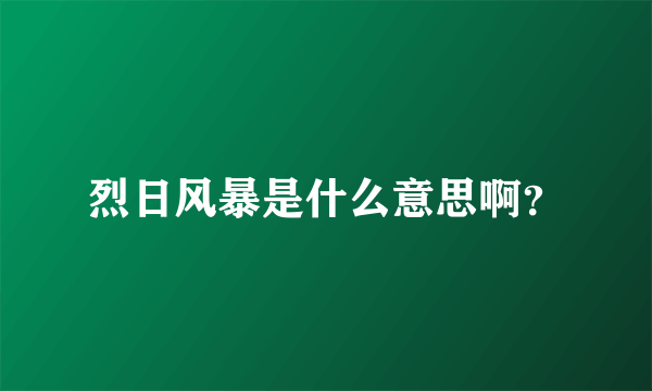 烈日风暴是什么意思啊？