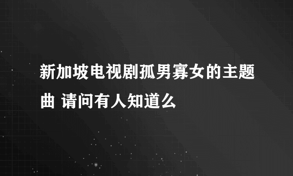 新加坡电视剧孤男寡女的主题曲 请问有人知道么