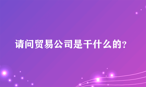 请问贸易公司是干什么的？