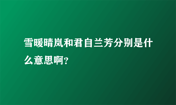 雪暖晴岚和君自兰芳分别是什么意思啊？