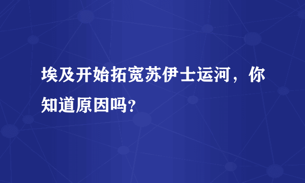 埃及开始拓宽苏伊士运河，你知道原因吗？