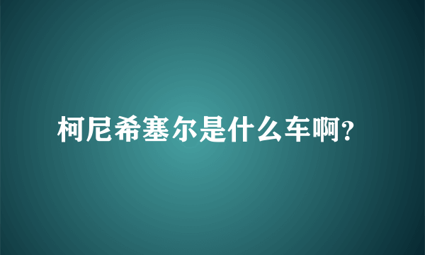 柯尼希塞尔是什么车啊？