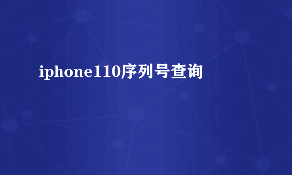 iphone110序列号查询