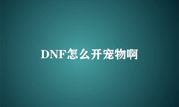 DNF怎么开宠物啊