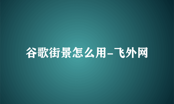 谷歌街景怎么用-飞外网