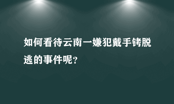 如何看待云南一嫌犯戴手铐脱逃的事件呢？