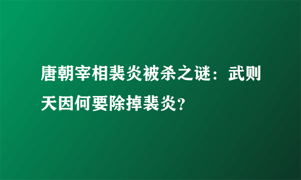 唐朝宰相裴炎被杀之谜：武则天因何要除掉裴炎？