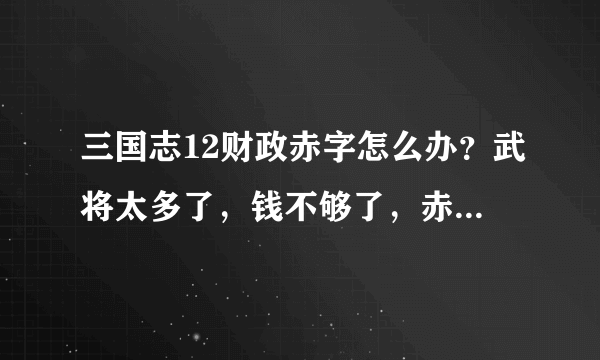 三国志12财政赤字怎么办？武将太多了，钱不够了，赤字了，怎么办？急急急！