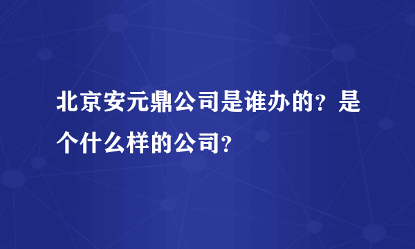 北京安元鼎公司是谁办的？是个什么样的公司？