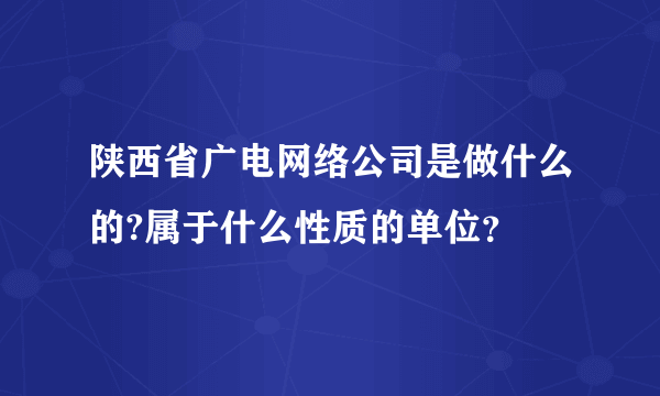 陕西省广电网络公司是做什么的?属于什么性质的单位？