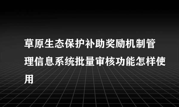 草原生态保护补助奖励机制管理信息系统批量审核功能怎样使用