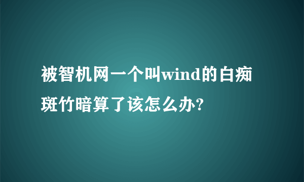 被智机网一个叫wind的白痴斑竹暗算了该怎么办?