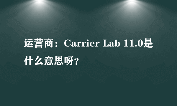 运营商：Carrier Lab 11.0是什么意思呀？